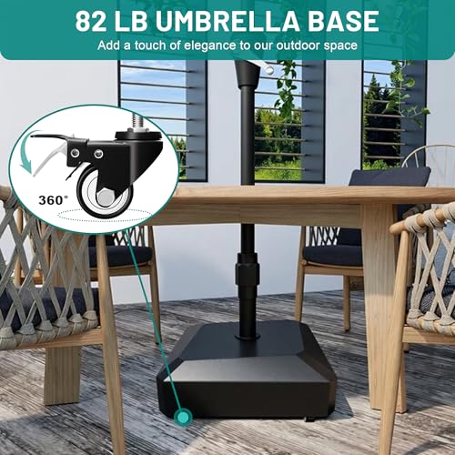 Image of AreShark Wheeled Patio Umbrella Stand, Mobile Outdoor Umbrella Base | Holds 6-10FT Umbrellas. Fill With Water /Sand. Rust-Resistant Steel Base. Easy Setup. Ideal For Patio, Deck, Pool