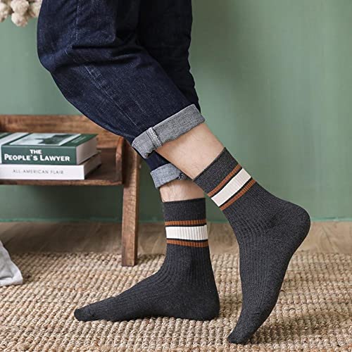 MIWNXM 10 Pares Striped Cotton Boys Crew Socks Men Business Warm Long Casual Socks Fashion...