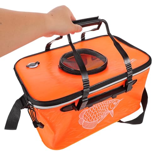 Cubo de pesca plegable antitirones contenedor de cebo con rejilla superior 7