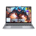 MOGIKK Notebook Ultra Leggero 15.6" FHD Core i5-8210Y (fino a 3.6GHz) 24GB RAM 512GB SSD + Espandibile 1TB WiFi 5 Bluetooth 5.0 HDMI Cerniera 180° Ideale per Studenti, Lavoro da Casa e Ufficio