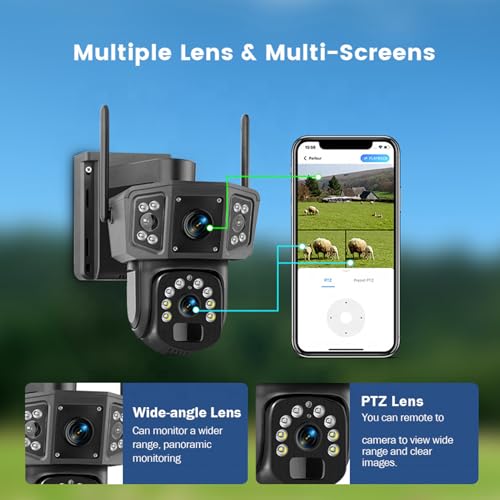 PUSOKEI Cameras de sécurité Solaire 4K 8MP Solaire sans Fil, 4G No WiFi Security Camera, Pan 355 ° et Inclinaison 90 °,Batterie de 8000mAh, Talk à 2 Voies, Surveillance en Temps Réel – Image 5