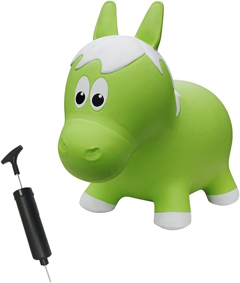 Award Winning Inflatable Toddler Safe Bouncing Lime Green Horse Plus Pump
