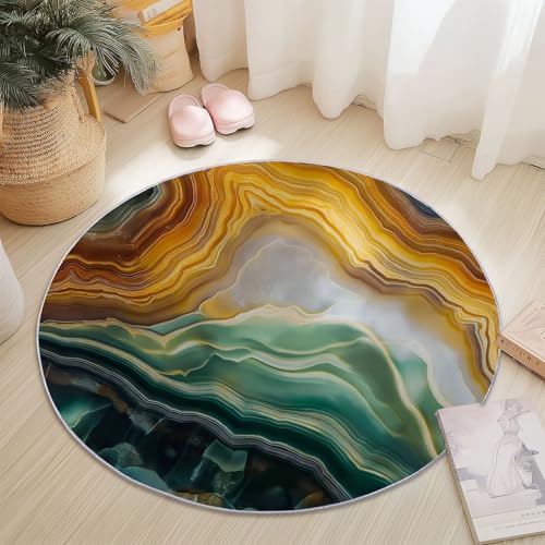 Tapis rond salon 180cm au design abstrait de texture agate unique - 2