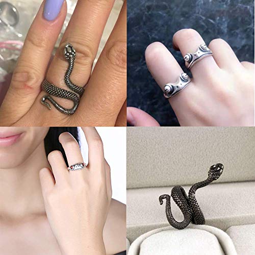 Hsarsup 11 Pcs Vintage Frog Rings Cute Animal Open Ring Retro Snake Rings Set Full Finger Ring Statement Biker Punk Rings For Women Girls Men (11Pcs) (1) #TOP1