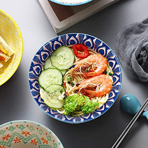 Farielyn-X 6 Pack 24 Ounce Premium Porcelain Bowls Set - Great Cereal Bowls, Salad, Rice, Pasta Or Soup Bowls - Large Capacity - Microwavable Ceramic Bowls - Heat And Cold Resistant Porcelain #TOP6