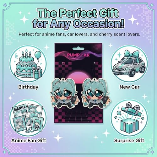 Image of PumpCar 2 pieces Miku double-sided hanging cartoon cherry-scented funny car air freshener Cool hanging for rearview mirror Interior Accessories Gifts