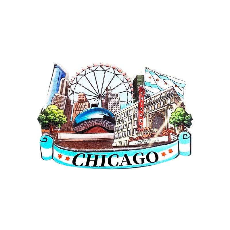 Imán Decorativo Souvenir Chicago Landmarks miniatura 1