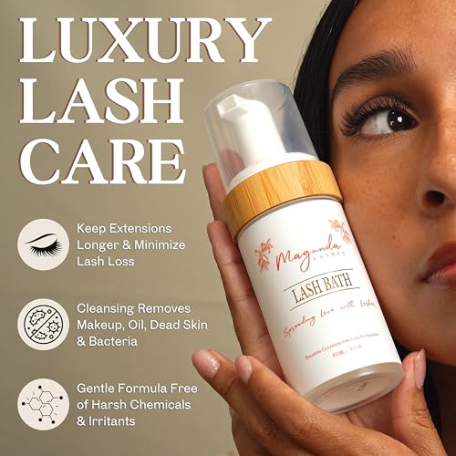 Kit de limpeza de cílios Magunda – Kit de xampu de cílios premium, limpador de extensão de cílios de