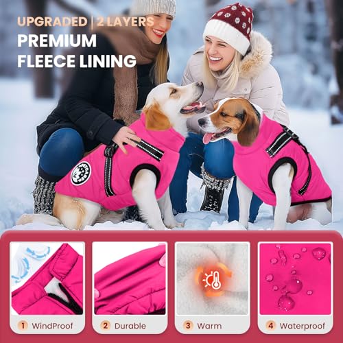 PETCARE Winter Dog Coat with Harness Built in Waterproof Dog Jackets Warm Pet Fleece Vest Windproof Snow Jacket Snowsuit Reflective Dogs Cold Weather Coats for Puppy Small Medium Large Dogs Cats - Image 4