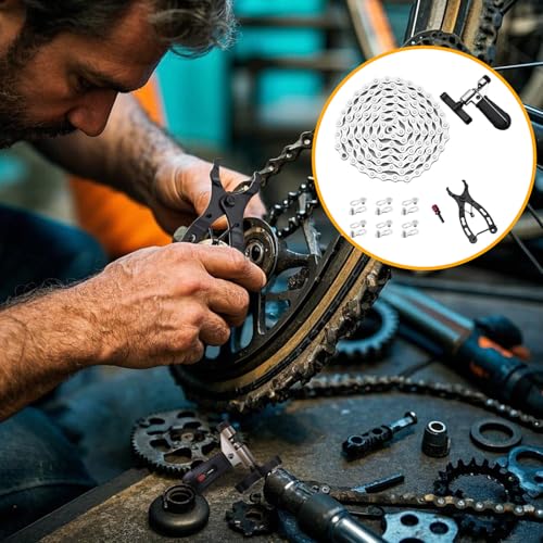 Chaîne de vélo 8 vitesses avec dérive-chaîne et accessoire de montage facile - 3