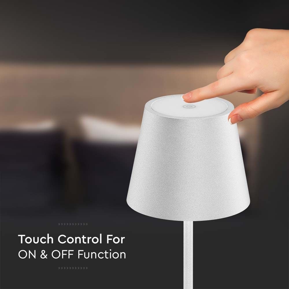 V-TAC Bezprzewodowa lampa podłogowa LED Akumulator - Regulowana wysokość – Biała aluminiowa lampa do użytku wewnątrz i na zewnątrz w domu i salonie – elegancki design