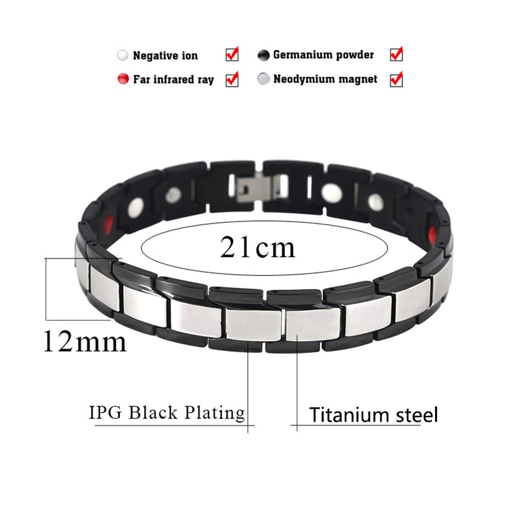 Armband Titan Stahl, Bio-Elemente Therapeutische Energieheilung, Schmerzlinderung, Valentinstag, Black