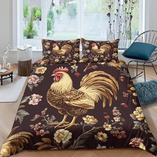 Housse de couette coq microfibre légère et infroissable pour simplifier les corvées