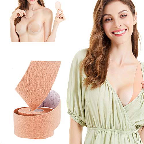 Boob Tape, Breast Lift Tape and Nipple Cover, Large Pushup Tape, Lift Up Invisible Bra Tape, Backless Strapless Breast Pasties Nude