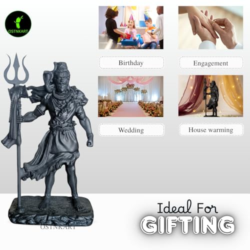 Image of Shiva Statue Car Dashboard Idol, Shiv Ji for Birthday,Annivesary, Home & Office Pooja Room,Living Room Show piece new House Warming Gift (Black,Size -12 * 7 * 4 cm)
