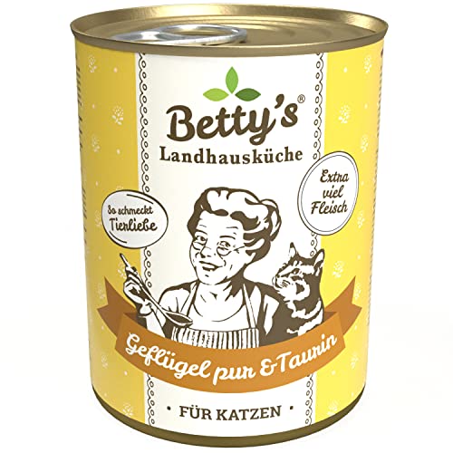 Boswelia Betty’s Landhausküche Dose Nassfutter Katze, getreidefrei, beste Qualität, hochwertiges Fleisch, schonend gegart, für alle Katzenrassen geeignet, Geflügel PUR 6 x 400 g