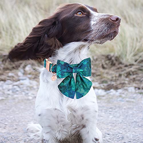 DOGWONG Cotton Dog Collar with Bowtie Summer Leaf Green Pet Collar St.Patrick' s Day Dog Collar for Large Small Medium… - Image 5