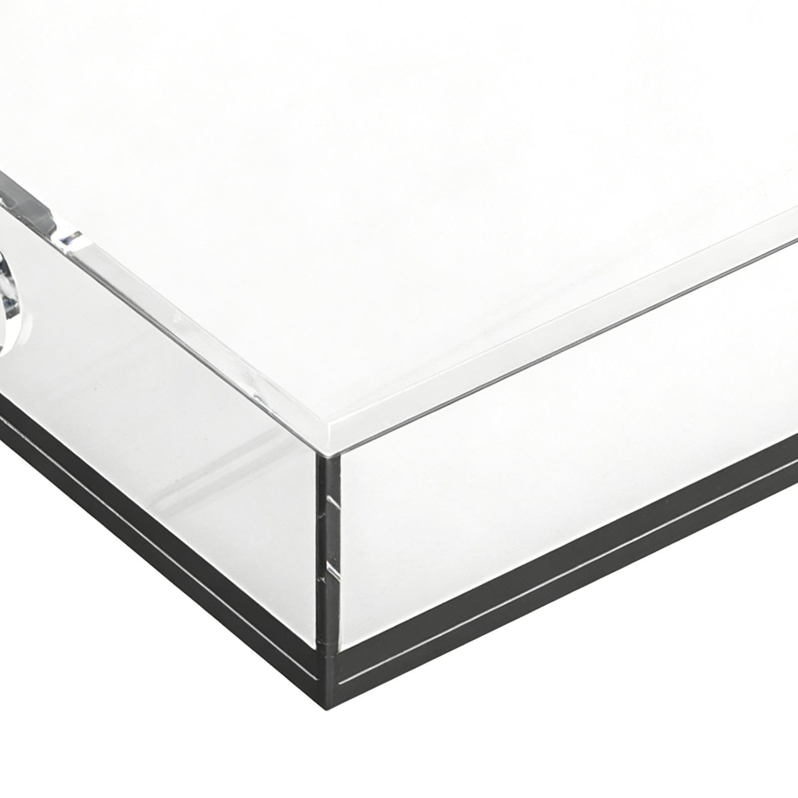 Bandeja de Servicio Transparente Juego de 2, herméticas con asas, | Bandeja de Servicio Antideslizante de Acrílico Para Mesa de Centro, Alimentos, Baño, Cocina, Cafetería, Comed