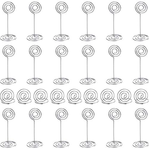 FOMTOR 20 Pack Place Card Holder Table Number Holders Table Picture Holder Wire Photo Holder for Wedding, Party, Banquet, Baby Shower, Office(Silver)
