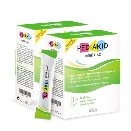 PEDIAKID - Bébé Gaz - Aux extraits de plantes & fibres - Aide à réduire les gaz et à améliorer le confort digestif - Dès la naissance - Format sticks de poudre à diluer facile à utiliser - Lot de 2 Cover