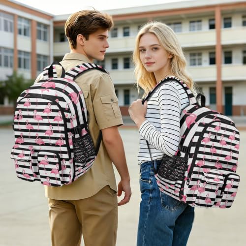 Mochila de 17.5 pulgadas con compartimento acolchado para portátil y diseño de rayas 7