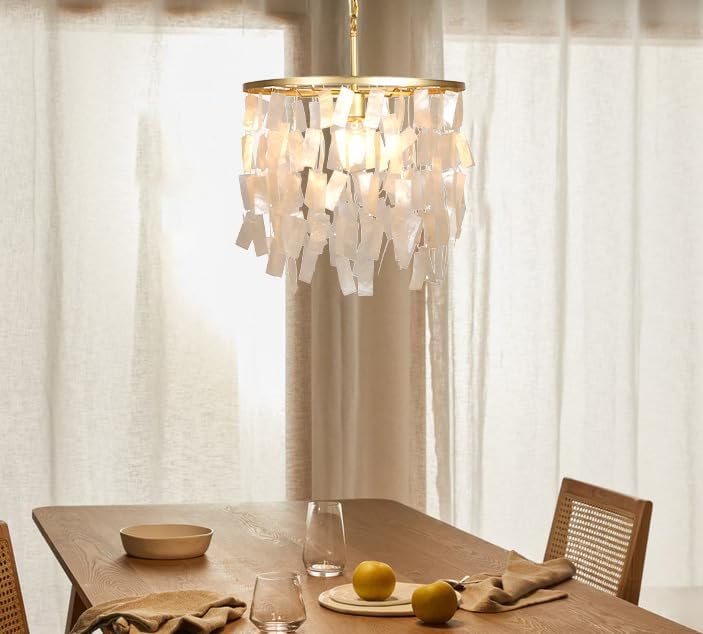 Miniatura 11 de Robert Stevenson Lighting Marina - Lámpara de techo colgante de metal redondo y natural, estilo cáliz, color natural y dorado