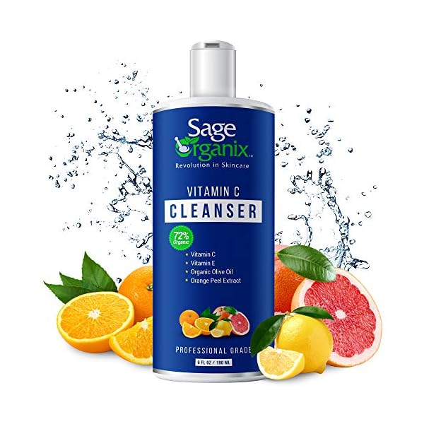 Sage-Organix-Anti-Aging-Vitamin-C-Face-Wash-72-Organic-Daily-Facial-Cleanser-to-Fade-Dark-Spots-Combat-Acne-Minimize-Pores-Reduce-Wrinkles-Ideal-for-Women-Men-Oily-Dry-Sensitive-Skin-6-oz Sage Organix Anti Aging Vitamin C Face Wash, 72% Organic Daily Facial Cleanser to Fade Dark Spots, Combat Acne, Minimize…