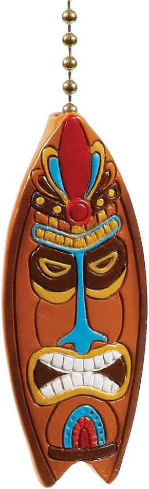 Clementine Designs Tiki Surf Board Ceiling Fan Pull Chain Light Tropical Coastal Nautical Beach Ocean Sea Life Decorative Extension