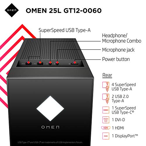 OMEN 25L Gaming Desktop PC, Intel Core i710700F, NVIDIA