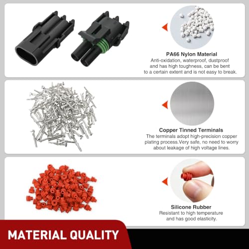 Image of Nilight 100PCS 10 Kits 2 Pin Waterproof Automotive Electrical Connector Kit