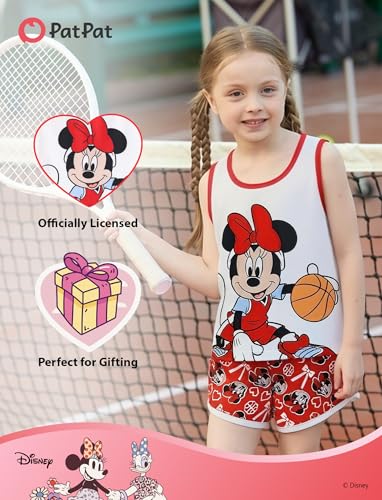 Image of Disney Stitch丨 Frozen丨 Minnie Mouse丨Princess丨Winnie Tank Top+Dolphin Shorts Girls Outfits Workout Athletic Set Summer