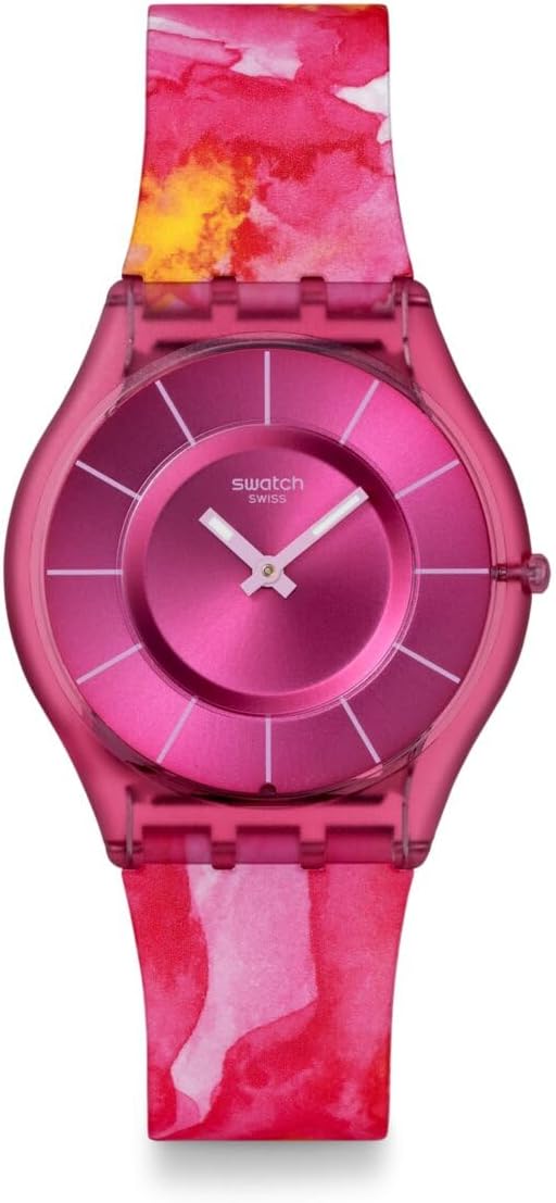 Swatch Skin Unisex Casual Watch Biosourced Pink Quartz Water Resistant Paradise Petals