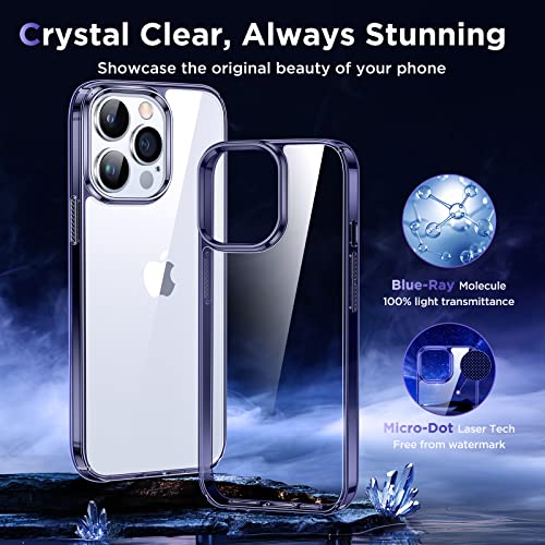 Simtect Ultra Clear Designed For Iphone 14 Pro Max Case [Non-Yellowing] [Strongly 10 Ft Military Drop Protection] Slim Fit Yet Protective Shockproof Bumper With Airbag Case 6.7 Inch- Purple Edge #TOP1