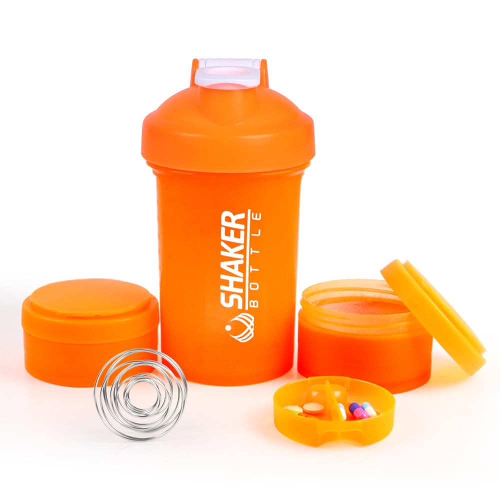 VECH Sport-Shaker Mit Mixball Und Aufbewahrungsfächern – 473 Ml, Auslaufsicher, BPA-frei (rot)