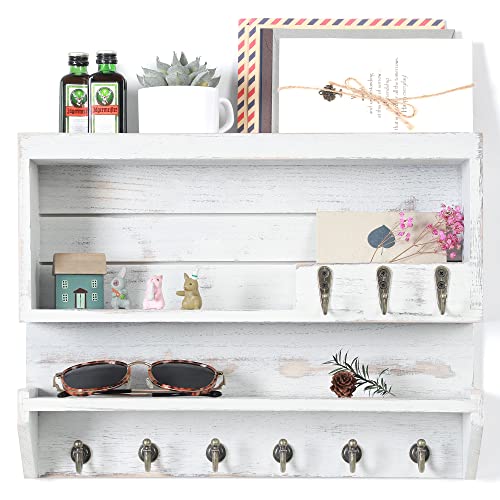 30% Off Solid Pine Wall Organizer with Key Hooks & Mail Storage - Image 2