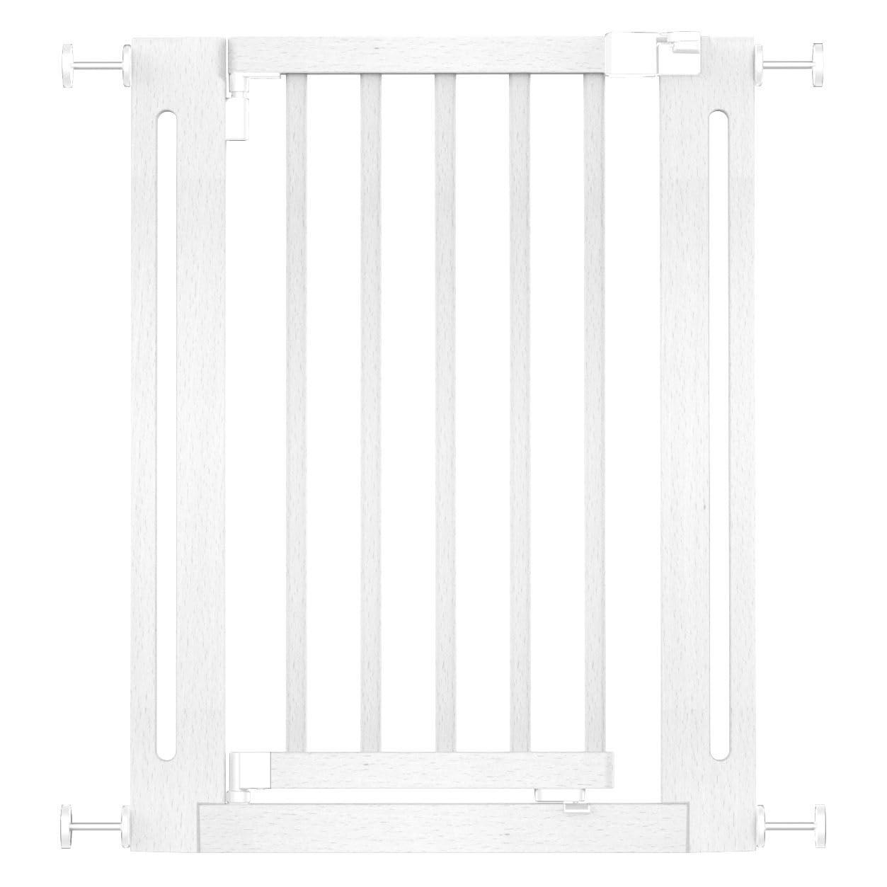 Safetots Wooden Elegance Safety Gate, White, 63cm - 71cm, Pressure Fit, Baby Gate for Stairs, Hallways and Doors, Stylish Design and Easy Installation