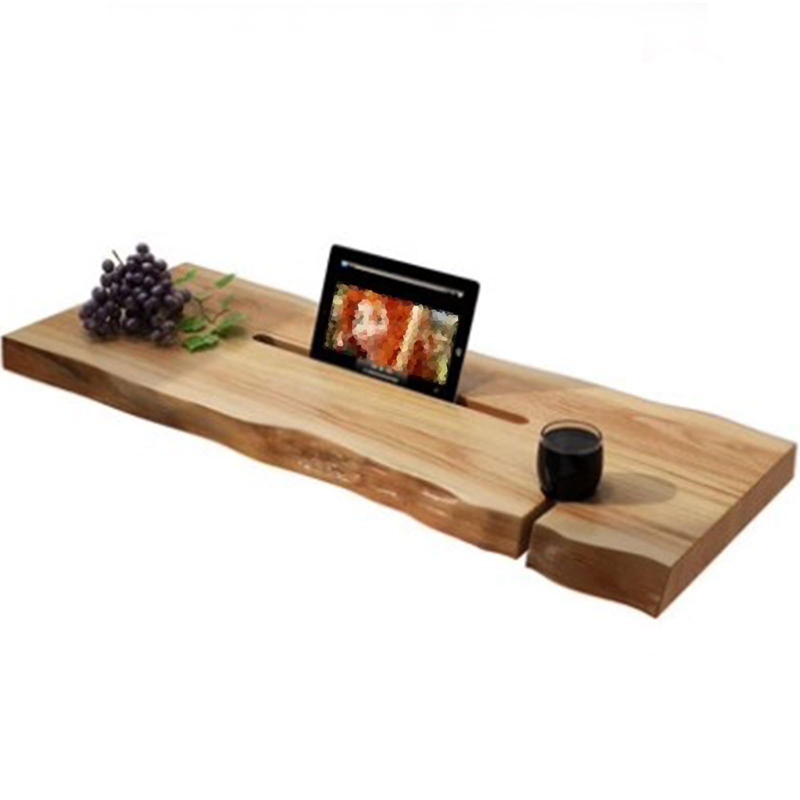 Premium -Badewanne Caddy Massive Holzbadschale für die Wanne Große Badetischschale Halter für Tablet mit Buch- und Weinglashalter,39.4“Lx7.9 Wx2 H