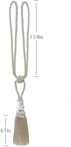 Miniatura 3 de Bel Avenir - Juego de 4 alzapaños de cortina de cristal tejidos a mano con borlas decorativas para el hogar