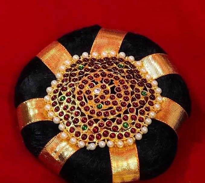 Hair Bun Accessory Black Hair Bun For Bharatanatyam,Kuchipudi Dance Its Perfect For Bridal Use And Any Function .Classical Dance Jewelry Flower Rakodi (AD:0024)