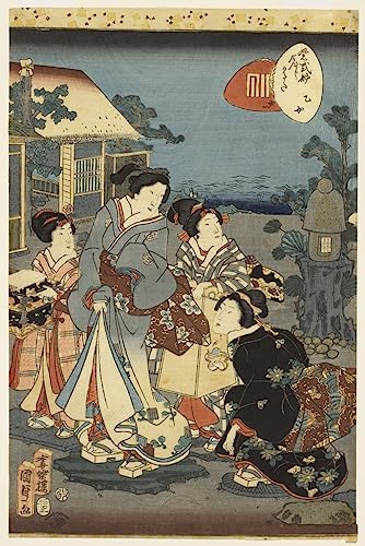Toile Scène du Dit du Genji par Utagawa Kunisada pour décoration salon japonais