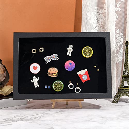 OLYCRAFT Pin Display Cases 13.8x9.4x2 Inch Badge Storage Showcase Display Boxes Brooch Display Case with Clear Window for Hard Rock Badges Medals Collectible - Black - Thumbnail 6