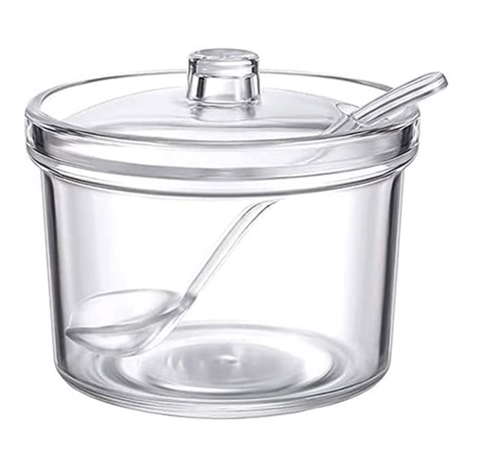 Mozacona Clean Acrylic Sugar Bowl Spice Jar Spice Storage Pot with Lid Spoon