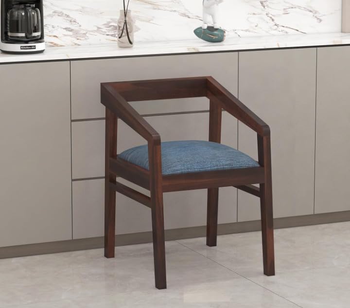 Image of SUNCOM Solid Sheesham Wood Arm Chair Set of 1 for Living Room| Wooden Dining Chair | Home Dining Room Furniture (Walnut Finish, 1 Chairs)