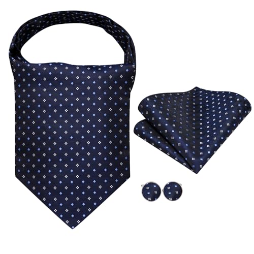 Image of Dubulle Paisley Floral Ascot for Men Self Tie Mens Cravat and Pocket Square Cufflinks Wedding