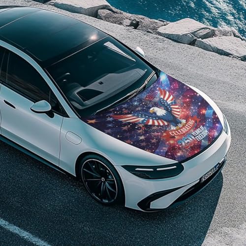 Image of American 250 Anniversary Hood Wraps for Cars Hood Wrap Protector Washable Car Hook Elastic Fabrics Can be Washed Hook Wraps
