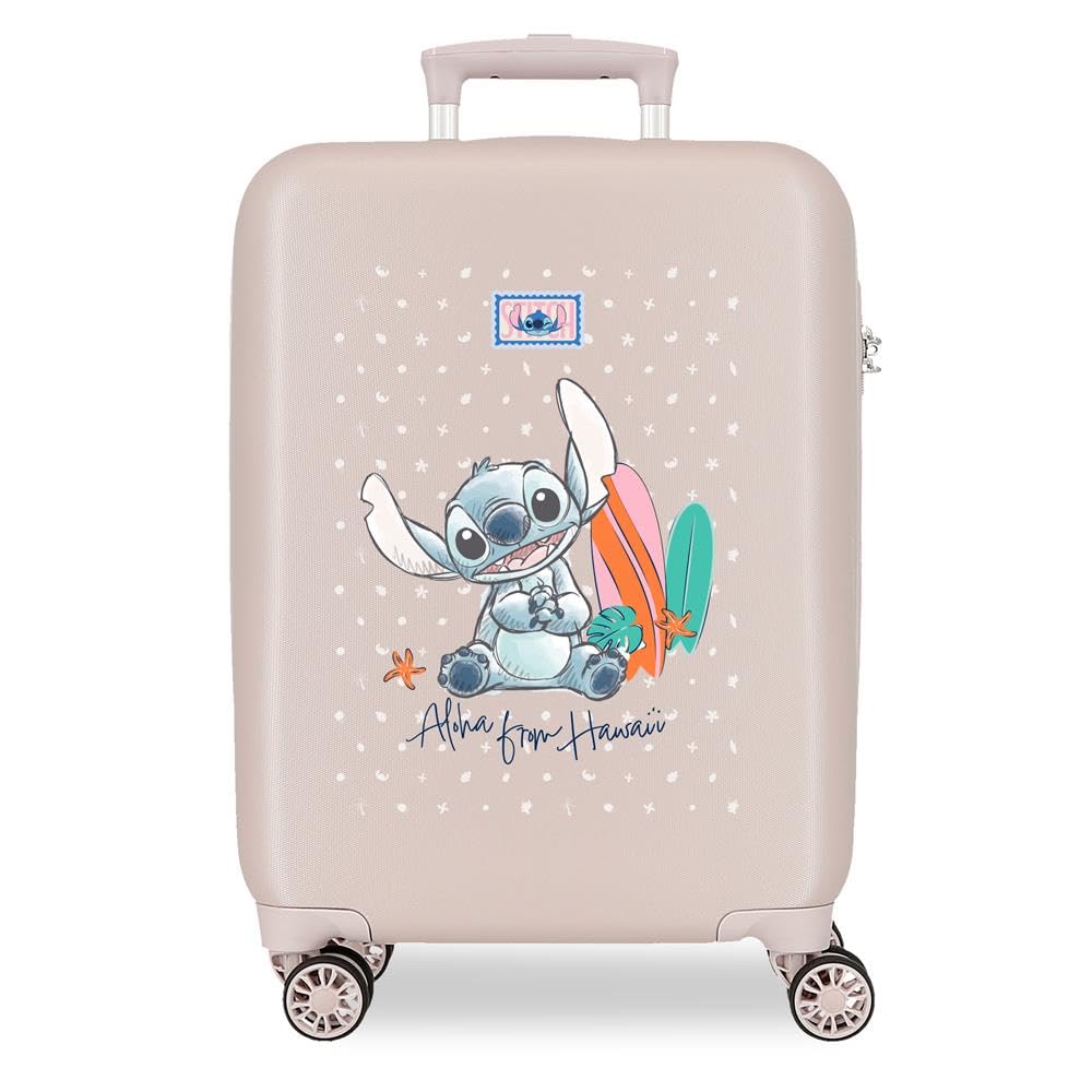 Disney Joumma Stitch from Hawaii Cabin Suitcase Beige 38x55x20 cm Rigid 2 kgs Side Combination Lock ABS 2 kgs 35L Hand Luggage