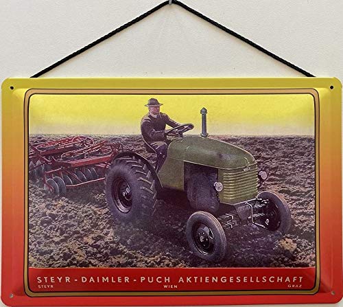 Blechemma with cord 30 x 20 cm Steyr Daimler Puch public company - Diesel Tractor