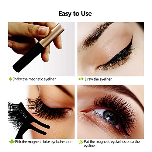 Magnetic Eyelashes with Magnetic Eyeliner Kit，3D No Glue Waterproof Fake Reusable False Eye Lashes（3 Style） - Thumbnail 4