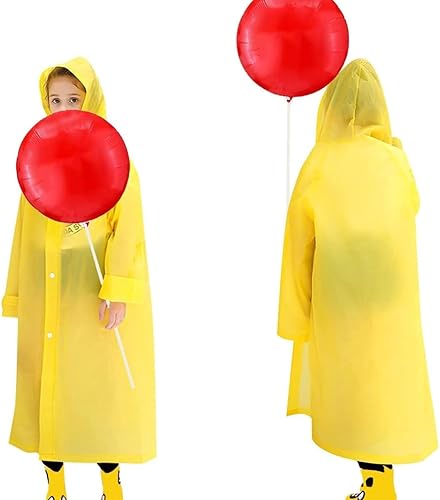 La decoración de Halloween incluye disfraz de Halloween, chaqueta impermeable amarilla y kit de globo reutilizable con palos de globo con tazas,