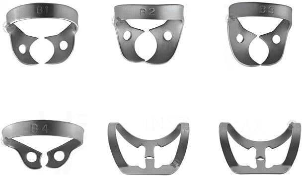 Dental Rubber Dam Clamps Stainless Steel Set Of 6 Brinker Tissue Retractors Universal Bicuspids incisors Molars and Premolars Clamp